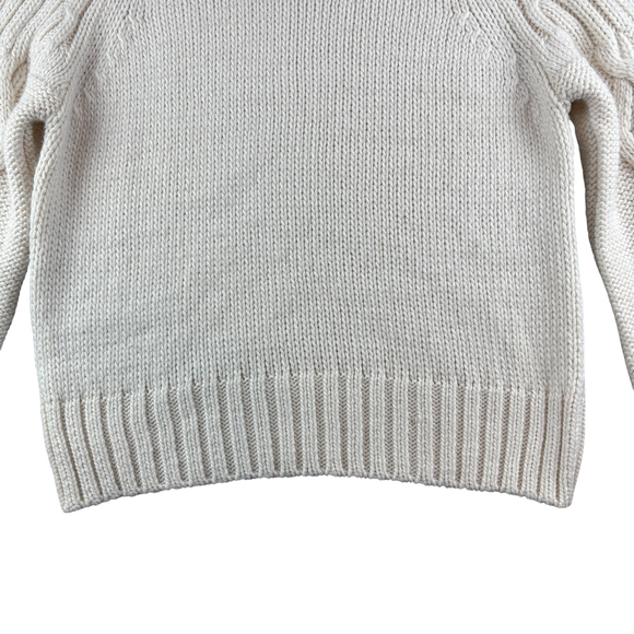 Cocogio Made in Italy Ivory Wool Cable Knit Crew Neck Long Sleeve Sweater LARGE - Picture 6 of 8